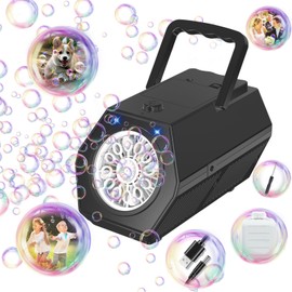 Panacare Upgrade Portable Bubble Machine, Automatic Bubble Machine, 20000+ Bubbles/Min with Bubble Solution, Light, Children's Bubble Machine, Outdoor Gift for Wedding/Easter/Party