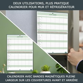 Qupuce Magnetic Calendar for Fridge 2025 Family - 12 Months (January to December) | Magnetic Monthly Planner for Fridge | Calendar 2025 Magnetic for Family Planning