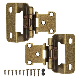 2 PCs Antique Brass Cabinet Hinges for Kitchen Cabinet Door,1/2" Overlay Partial Wrap Self Closing Kitchen Cabinet Hinge(Antique Brass)
