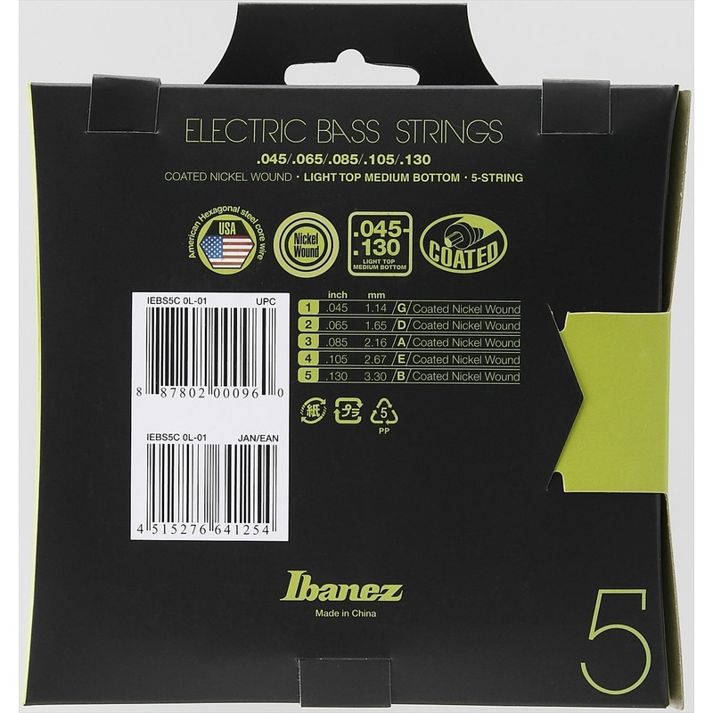 Ibanez IEBS5C 5-String Bass Guitar Strings - Light Top Medium