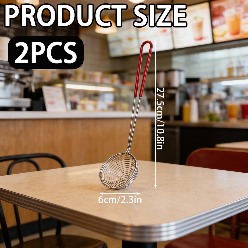 2PCS Stainless Steel Wire Skimmer Spoon Strainer Spider Skimmer Spoons