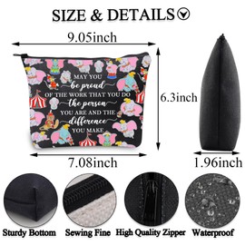 PLITI Dumbo Gift for Women Flying Elephant Gift May You Be Proud of The Work That You Do The Person You are Dumbo Makeup Bag (Be Proud Elephant bagblU)