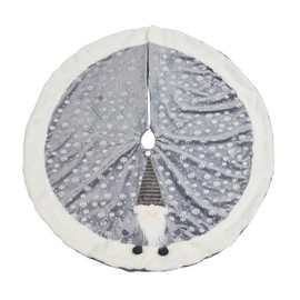 Smart Garden Festive Gonk Christmas Tree Skirt - 116cm Diameter - Grey - Luxury Plush Fabric Material with White Trim - Perfect for Decorating Christmas Tree's
