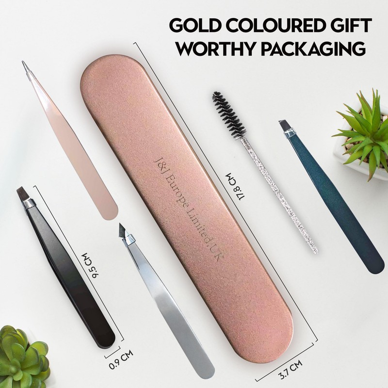 J&J Tweezer Set Tweezers Men, Eyebrow Plucker, Professional Stainless Steel