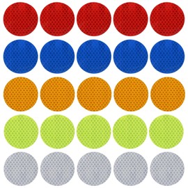 PATIKIL Reflective Stickers, 25 Pack Night High Visibility Waterproof Warning Safety Sticker Outdoor Reflectors for Bikes Motorcycles Helmets Mailboxes, 5 Colors(Round)