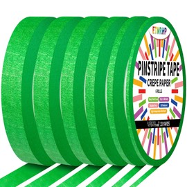 6 Rolls Pinstripe Tape Fine Line Masking Tape 1/16", 1/8", 1/4", 3/8",1/2", 3/4" - Thin Painters Automotive Paper Tape for DIY, Car, Auto, Paint, Art, Tumblers, Pottery, Model Building, Wall
