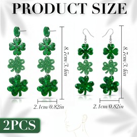 St Patricks Day Accessories for Women Shamrock Clover Earrings and Studs Set of 2 St Patricks Day Earrings Irish Lucky Green Heart Four Leaf Earring Decorations Good Luck Jewelry Gift