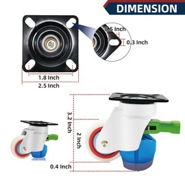 4 Pack Leveling Casters with Ratchet Handle, Adjustable Heavy Duty Casters, Retractable and 360 Degree Swivel Castors, Quiet and Floor-Friendly, for Workbench, Equipment, Swivel Castor Wheels (T50)