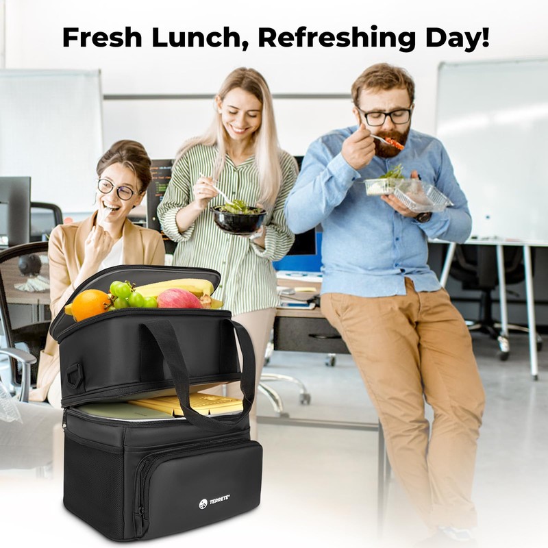 Terrete Insulated Lunch Box, Leakproof Cooler Bag for Men &