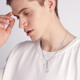URONE Guitar Necklace 925 Sterling Silver Mountain Guitar Pendant Music Instrument Jewelry Gift For Women Men