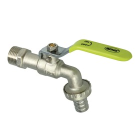 Amig - Garden Tap for Hoses | Wall Inlet for 1/2" Hoses and 3/4" Adapter | Faucet for Watering Pitches or Patios, Sturdy and Durable | Thread Fixation | Nickel Plated Brass