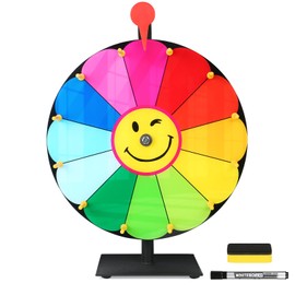 Delizon 12 Inch Color Prize Wheel, 12 Slot Spinning Wheel Fortune Game, Holiday Activities, Party, Classroom or Home Education, Sunflower Pattern