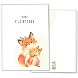 OLGS Maternity Log Cover "Hab dich lieb" Fox Plastic Protective Cover for Maternity Log without Personalisation
