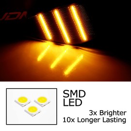 iJDMTOY Black-Out Smoked Lens Amber Triple-Row LED Strip Front Fender Side Marker Lights Compatible With Hummer 2006-2010 H3, 2009-2010 H3T, Replace OEM Amber Sidemarkers