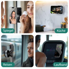 HomeMount Vakuum-Magnet-Handyhalter – Rückstandsfrei, Starker Halt! Mit Metallring, Für Alle Handys. Ideal für Bad, Küche, Fitness, Glas, Fliesen & Metall. 360° Drehbar