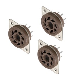 MECCANIXITY 8 Pins PCB Tube Socket Ceramics, Vacuum Tube Protect Tube Pin Socket, Brown Plated Suitable for 12AX7, 12AU7 Tube Pack of 3, 30mm, GZS8-F