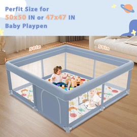 50x50 Inch Baby playmat, fit for 50x50 Baby playpen, Foldable Baby Playmat for Floor, Portable Activity PlayMats for Babies and Toddlers