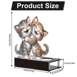 Diamond Art Painting Kit Candle Holder, Happy Hugs Kitty Special Shape Decorative Tabletop Countertop Candle Holder, Wedding, Birthday, Gathering, Holiday Party Decoration