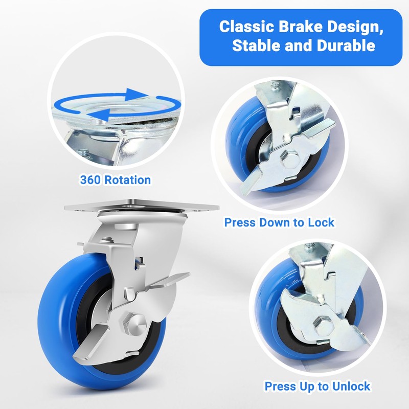 W B D WEIBIDA 5 Inch Heavy Duty Casters Set