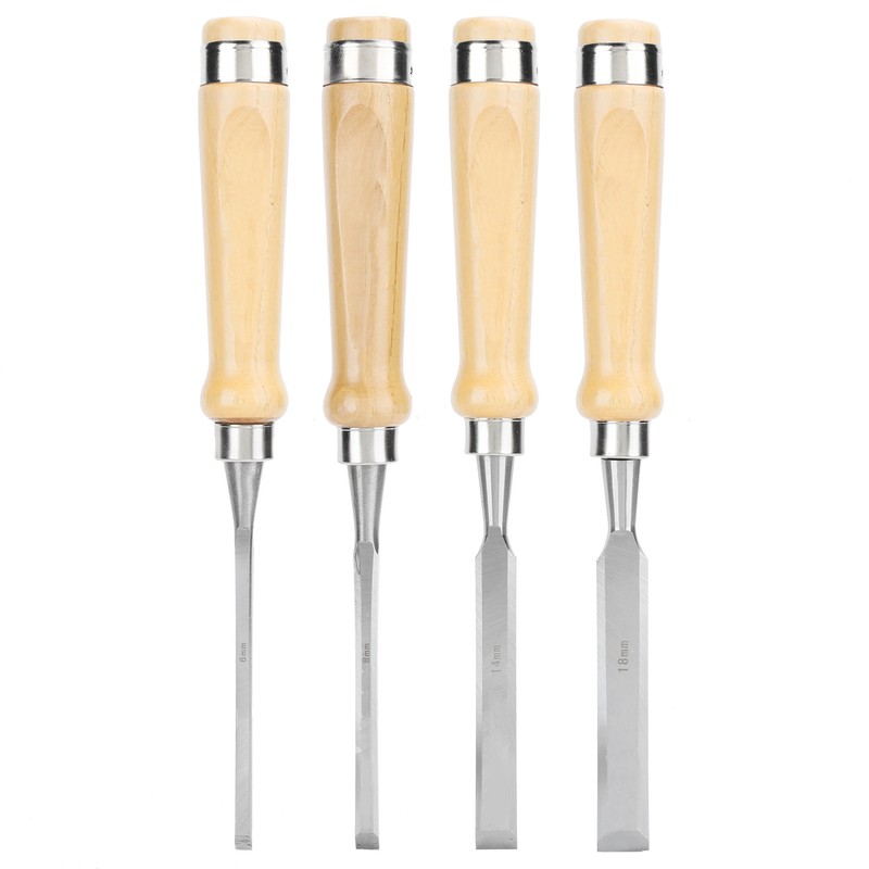 4pcs/set Wood Carving Chisel Flat Blade DIY Woodworking Hand Tool
