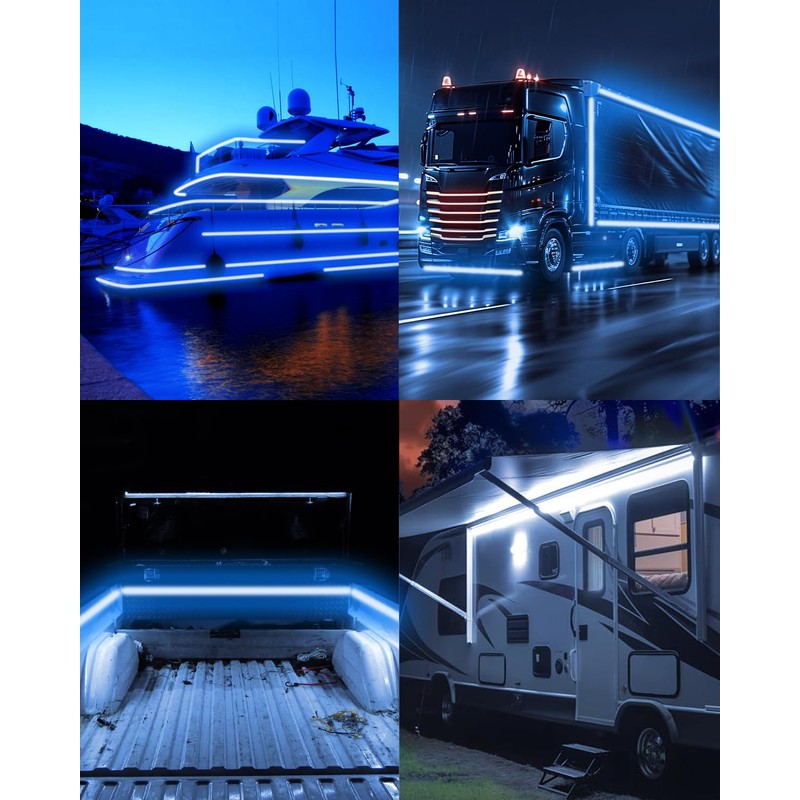 LLTOP RV Awning Lights 12vdc 13ft/4m Blue LED Strip Camper