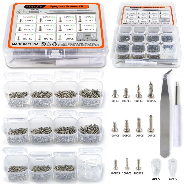 Does not apply 1100Pcs 11 Sizes Micro Screw Kit Eyeglass