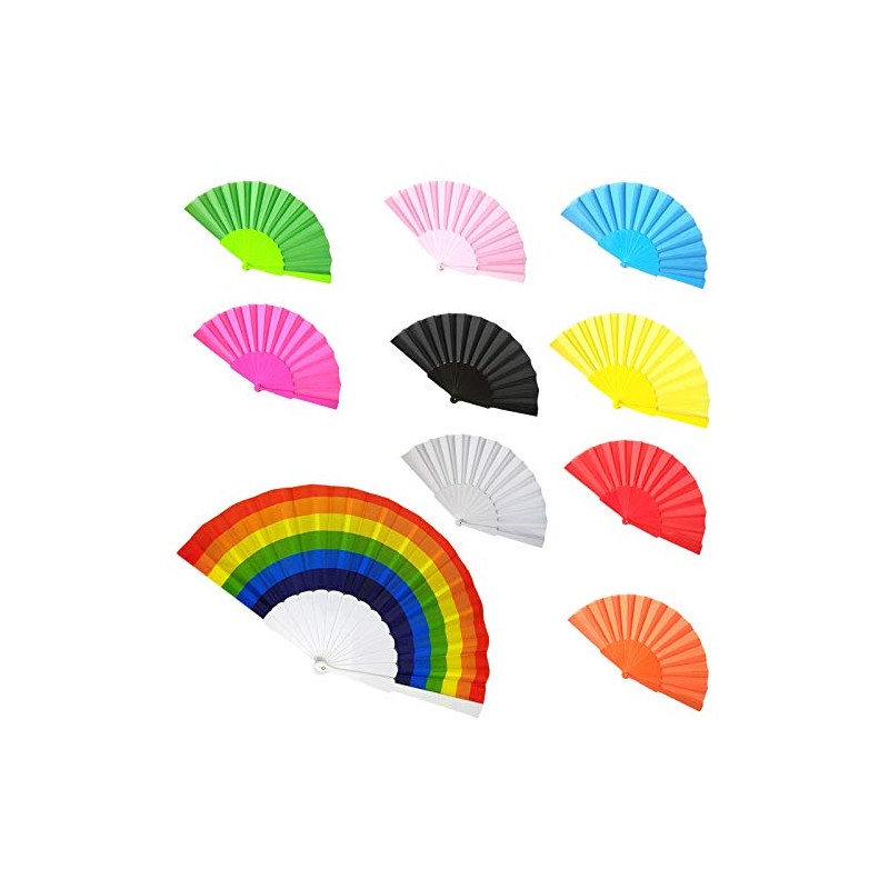 WS UK Fabric Handheld Folding Fan [Black]