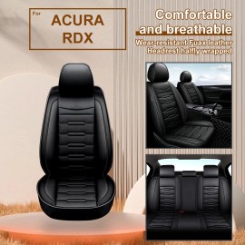 Unbranded Black Fuax Leather For ACURA RDX 2008-2024 Car 5 Seat Covers Front&Rear Pad