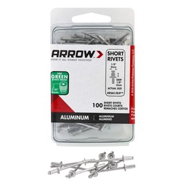 Arrow RSA1/8IP Short Aluminum 1/8-Inch Pop Rivets for Metal, Fabric, Leather, and Auto Repair, 100-Pack