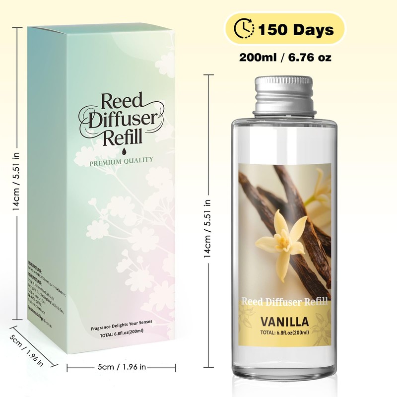 SCENTORINI Reed Diffuser Oil Refill, Vanilla Diffuser Oil 6.76 Fl