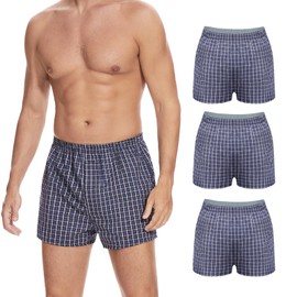 ShieldEase Washable Incontinence Underwear for Men - Reusable Boxer Briefs with Front Fly, Front & Rear Leak Proof, 100ml Absorbency (2 Pack, Plaid Blue White+Blue Green, XL)