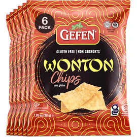 Gefen Gluten Free Wonton Chips, 1oz (6 Pack) Crispy Wonton Strips | Kosher for Passover | Gluten Free Snack | Great for Salad Toppings