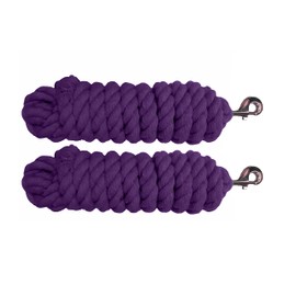 Majestic Ally Pack of 2 Solid Cotton Lead Rope for Horses & Livestock – 10 Foot Long and 5/8 inch (16MM) Thick - Replaceable Heavy-Duty Satin Bolt Snap – Handmade – Soft, Broken in Feel (Purple)