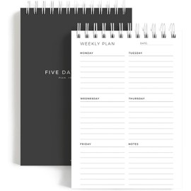 5-Day Weekly Planner Notebook, Monday to Friday Planner, Organize Workdays, Focus on Important Tasks and Goals, Spiral Bound