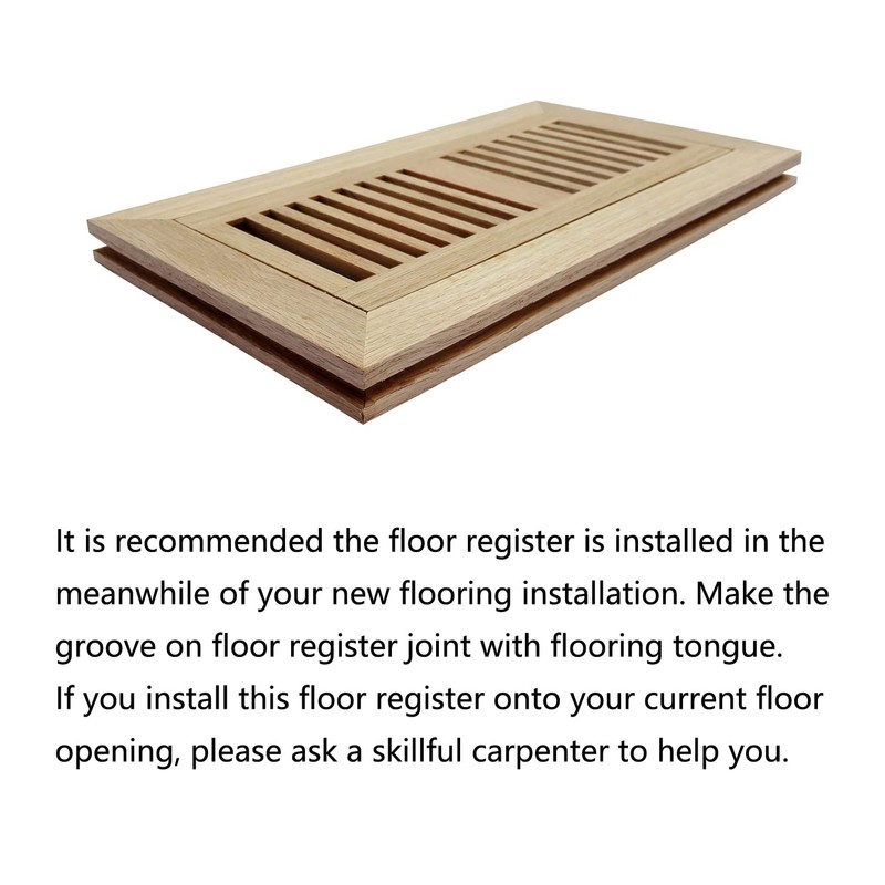 Homewell White Oak Wood Floor Register, Flush Mount Vent with