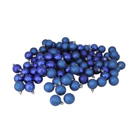 Northlight 96ct Royal Blue Shatterproof 4-Finish Christmas Ball Ornaments 1.5" (40mm)