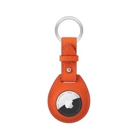 COGURE COPAT-K Keychain, Charm, AirTag Case, Key Ring, Genuine Leather, Air Tag Protection, Anti-Loss, Comes with Exclusive Box, Orange + Veil Cricket