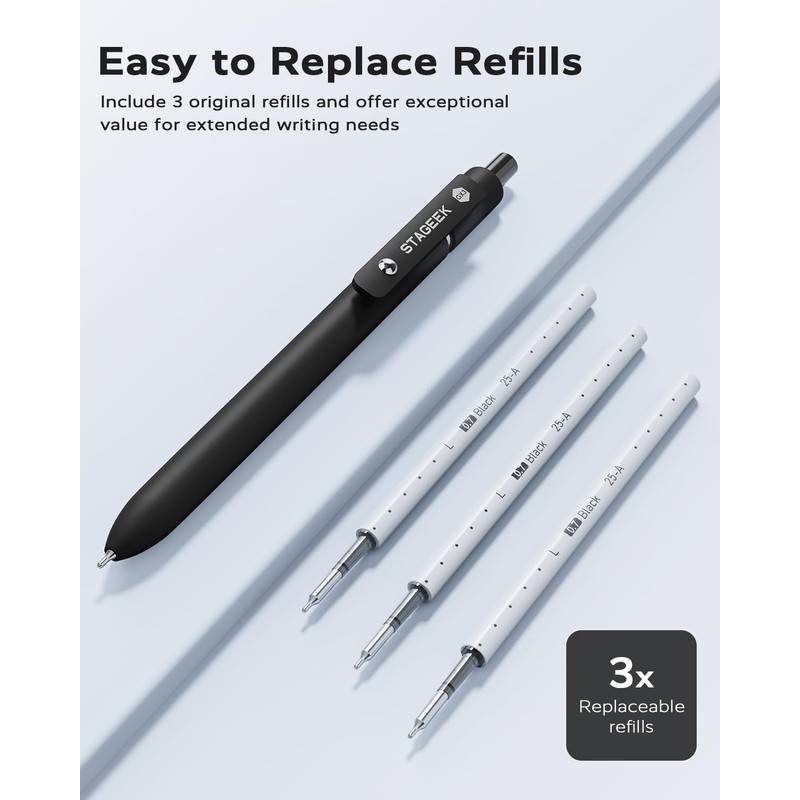 STAGEEK 12 Pcs GX3 Black Gel Pens, Quick Dry Smooth
