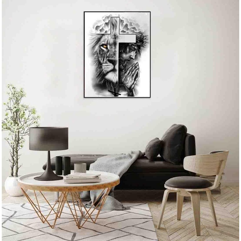 Jesus Christ Cross Stitch Kits for Adults Beginner,Lion Counted Cross