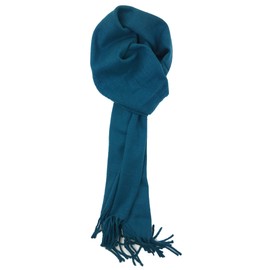Plum Feathers Winter Scarf Shawl with Cashmere Feel - Rich Solid Colors Winter Scarves and Wraps 72" x 12" (Teal)