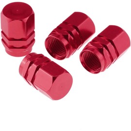 Tapon Pivote Valvula Cubre Llanta Aluminio Auto Moto 4 Piezas Rojo Válvula para Llantas Piezas Anticorrosión Universales y Bicicleta