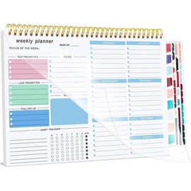 Weekly To Do List Notepad, Weekly Desk Planner with 52 Tear Off Sheets Undated Weekly Planner Habit Tracker & Productivity Organizer for Home and Work（8.5''x11''）-Pink:_Blue