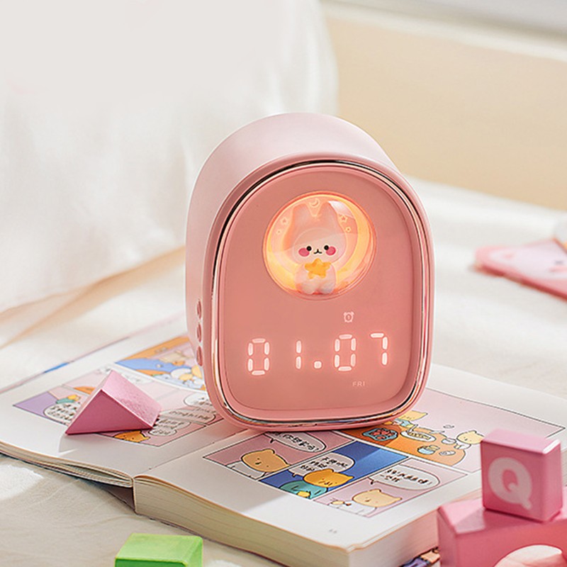 Smart Alarm Clock Cute Rabbit Capsule Look LED Night Light
