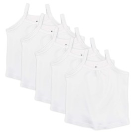 HonestBaby Cami Tops Sleeveless T-Shirts 100% Organic Cotton for Infant and Toddler Baby Girls, 5-Pack Bright White, 24 Months