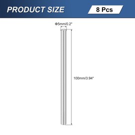 sourcing map 8Pcs M5 x 100mm 304 Stainless Steel Dowel Pin, Cylindrical Shelf Support Peg Pin Parallel Pin Fastener for Mechanical Manufacturing, Industry, Furniture Installation, Silver