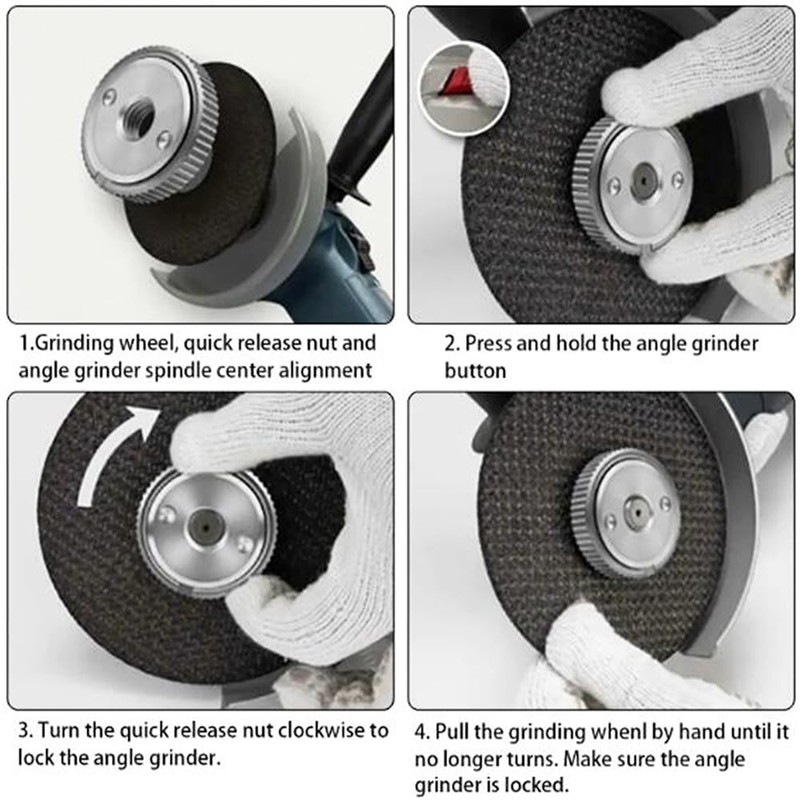 Eyech M10 Thread Quick Release Flange Nut, Angle Grinder Self-Locking