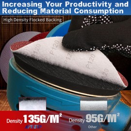 ALPXUXP Sandpaper 150 mm Velcro 60 Grit Sanding Discs Non-Hole Professional for Round Random Orbital Sanders (Pack of 50)