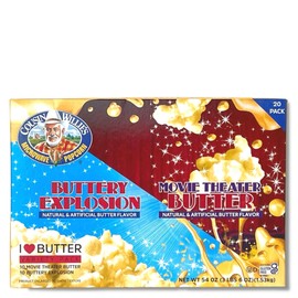 Cousin Willie's Microwave Popcorn Bags, Butter Lovers Value Pack (1 box, 20 Bags), Gourmet Popcorn Boxes for Party, Whole Grain Popcorn, Gluten Free, Low Calorie Healthy Snack, Made in USA, non-GMO