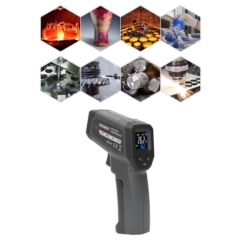 Infrared Thermometer for Cooking Food Temperature Gun Adjustable 12:1 Emissivity