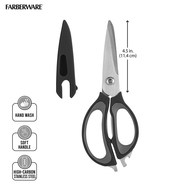 Farberware 4-in-1 Kitchen Shears, 2-Piece, Black and Gray